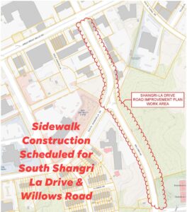 Sidewalk Construction Scheduled for South Shangri La Drive & Willows Road