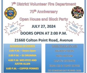 Seventh District Volunteer Fire Department Hosting Their 75th Anniversary Open House Event This Saturday!