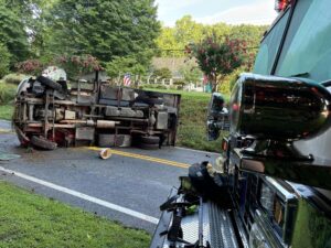 One Transported to Trauma Center After Rollover Collision Involving Commerical Vehicle in Chesapeake Beach