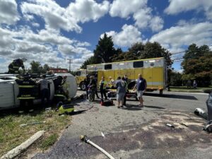 One Injured, One Flown to Trauma Center After Rollover Collision in Huntingtown