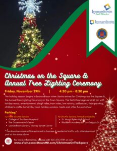 Christmas on the Square & Annual Tree Lighting Ceremony in Leonardtown is Here!! Friday Nov.29th, 2024