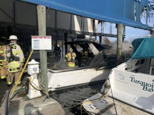 Firefighters from Maryland and Virginia Respond to Large Boat Fire in Colonial Beach