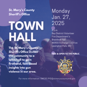 St. Mary’s County Sheriff’s Office to Host Town Hall Meeting, Insights on Gun Violence Within County