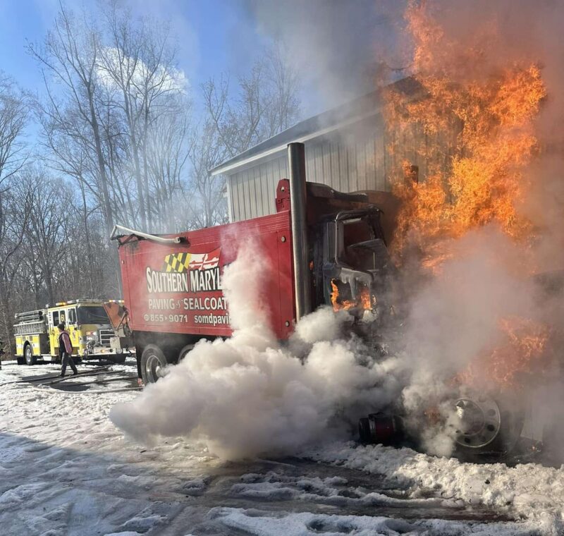 Firefighters Quickly Extinguish Dump Truck on Fire Threatening Garage in Sunderland