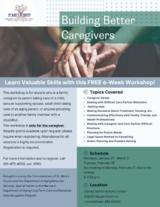 St. Mary’s County – Free Workshop for Caregivers Announced; First Meeting on January 27, 2025