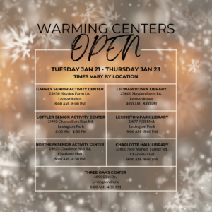 St. Mary’s County Public Warming Centers Available January 21-23, 2025