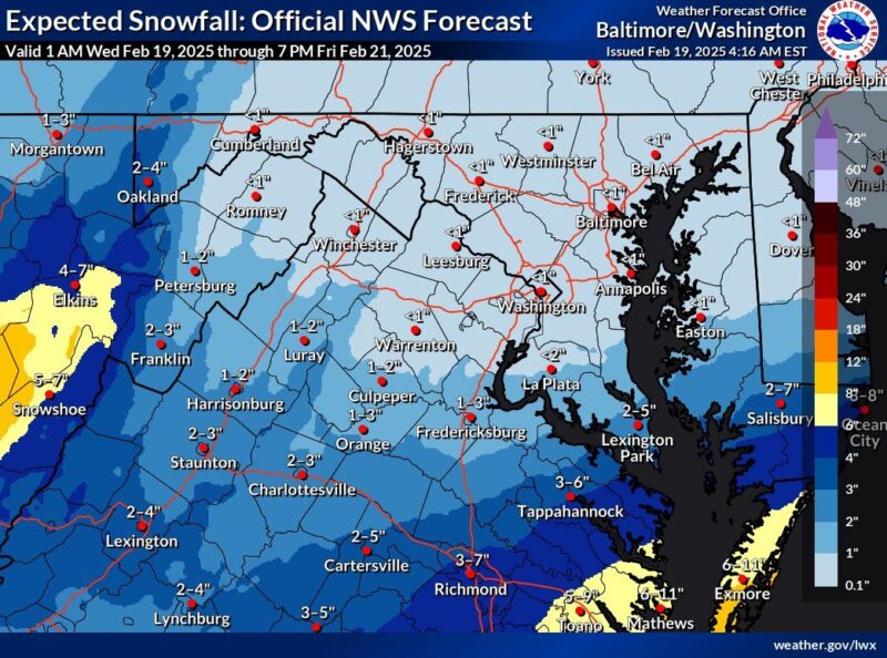 Winter Weather Advisory in Effect for St. Mary’s, Charles and Calvert Counties