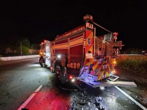 VIDEO: Firetruck Struck by Vehicle While Providing Barrier Protection on Scene of Crash