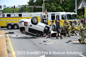One Flown to Trauma Center After Single Vehicle Flips in Lexington Park