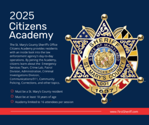 St. Mary’s County Sheriff’s Office Now Accepting Applications for 2025 Citizens Academy