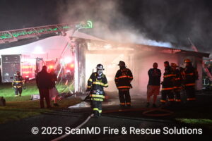 Firefighters from St. Mary’s and Charles Counties Respond to Large Garage Fire in Mechanicsville