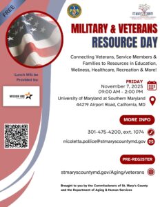 St. Mary’s County Government’s Department of Aging & Human Services Hosting Veterans Resource Day on Friday, November 7