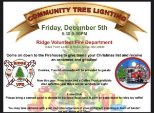 Ridge Volunteer Fire Department to Host Annual Community Tree Lighting