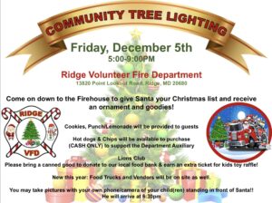 Ridge Volunteer Fire Department to Host Annual Community Tree Lighting on December 5th