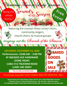 Free “Sounds of the Season” Holiday Concert to Benefit East-John Youth Center at Lusby Sneade’s Ace Hardware