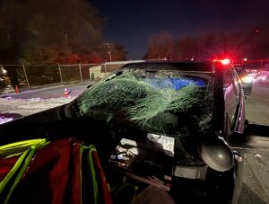 Multiple Vehicles Damaged After Ice Flies Off Uncleaned Car; One Officer Injured After Ice Strikes Police Cruisers Windshield