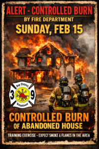 Training Notice – Controlled Burn Exercise of Abandoned House in Lexington Park – Smoke Expected on Three Notch Road in Area of Poplar Ridge Road