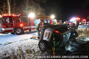 Minor Injuries Reported After Single Vehicle Rollover in Leonardtown Leaves Two Trapped