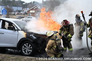 No Injuries Reported After Vehicle Fire in Lexington Park Closed Three Notch Road
