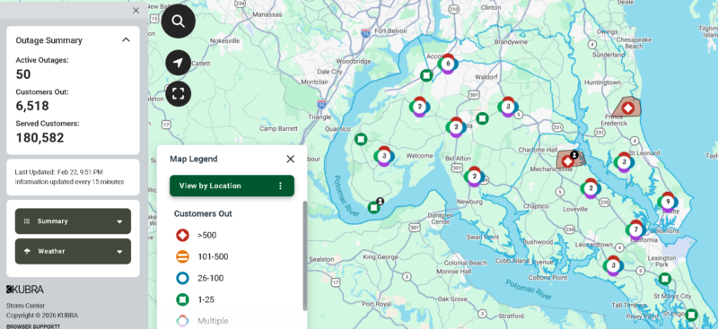 Power Outages Increasing Across Region As Wind Moves In During Winter Storm