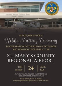 Ribbon Cutting Ceremony for Runway Expansion & Terminal Upgrades at St. Mary’s County Regional Airport