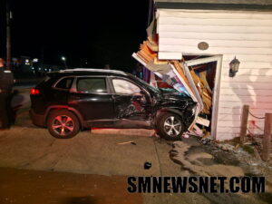One Injured After Motor Vehicle Collision Ends With Vehicle Striking Pho D’Lite Building in Lexington Park