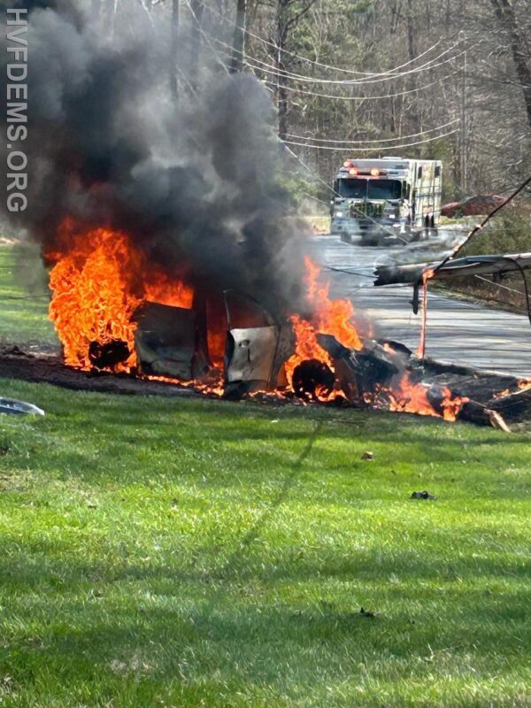 One Transported to Trauma Center After Single Vehicle Collides Into Utility Pole Resulting in Fire