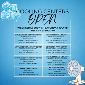 St. Mary’s County Public Cooling Centers Open July 15th to 18th As Heat Index Could Reach 106 Degrees